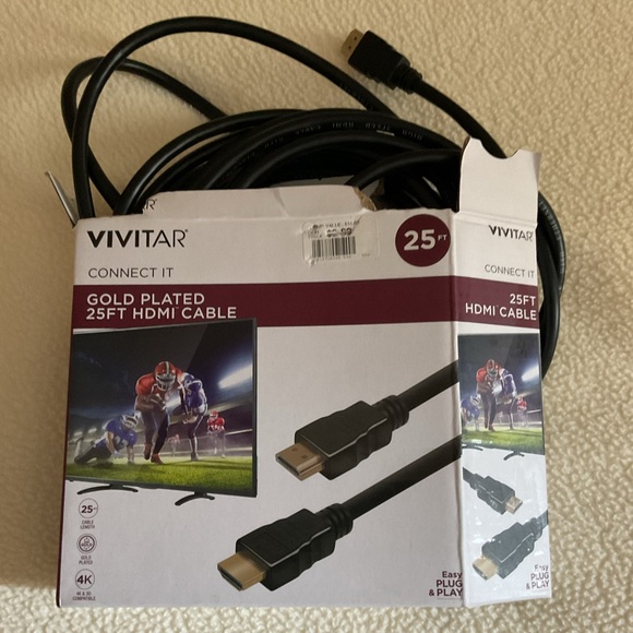 VIVITAR 25ft HDMI Cable Cord NEW! NIB! Extra LONG 25’ gold plated HDMI Cable - Picture 2 of 5